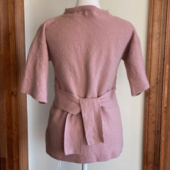 TED BAKER of LONDON Cashmere Blend Short Sleeve Tie Waist Pink Sweater L - Picture 9 of 15